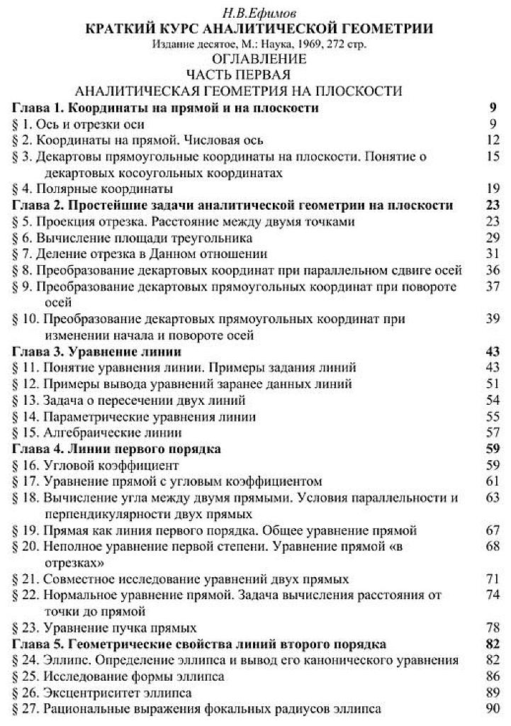 Краткий курс аналитической геометрии.