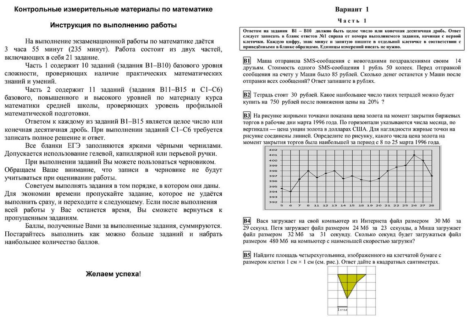 Несколько вариантов ЕГЭ 2014 с ответами и решениями