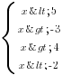 delim{lbrace}{matrix{4}{1}{{x<5} {x>-3} {x>4} {x<-2}}}{ }