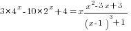 3*4^x-10*2^x+4=x{{x^2-3x+3}/{(x-1)^3+1}}