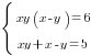 delim{lbrace}{matrix{2}{1}{{xy(x-y)=6} {xy+x-y=5} }}{ }