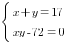 delim{lbrace}{matrix{2}{1}{{x+y=17} {xy-72=0}}}{ }