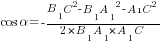 cos{alpha}=-{B_1C^2-{B_1A_1}^2-A1C^2}/{2*B_1A_1*A_1C}