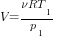 V={{nu}RT_1}/{p_1}