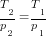 {T_2}/{p_2}={T_1}/{p_1}