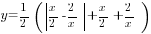 y=1/2(delim{|}{x/2-2/x}{|}+x/2+2/x)