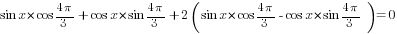 sin x*cos {4{pi}}/3+cos x*sin {4{pi}}/3+2(sin x*cos {4{pi}}/3-cos x*sin {4{pi}}/3)=0