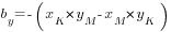 b_y=-(x_K*y_M-x_M*y_K)