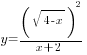 y=(sqrt{4-x})^2/{x+2}