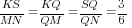 KS/MN=KQ/QM=SQ/QN=3/6
