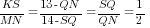 KS/MN={13-QN}/{14-SQ}=SQ/QN=1/2