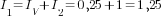 I_1=I_V+I_2=0,25+1=1,25