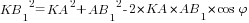 {KB_1}^2=KA^2+{AB_1}^2-2* KA*AB_1*cos{varphi}