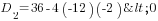 D_2=36-4(-12)(-2)<0