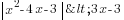 delim{|}{x^2-4x-3}{|}<3x-3