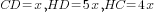 CD=x, HD=5x, HC=4x