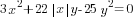 3x^2+22{delim{|}{x}{|}}y-25y^2=0