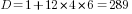 D=1+12*4*6=289
